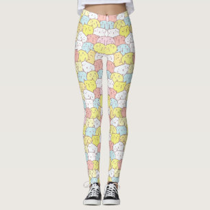 LEGGINGS CHAUSSURES JAUNES PASTEL BLEU ROSE CUTE ILLUSTRÉES