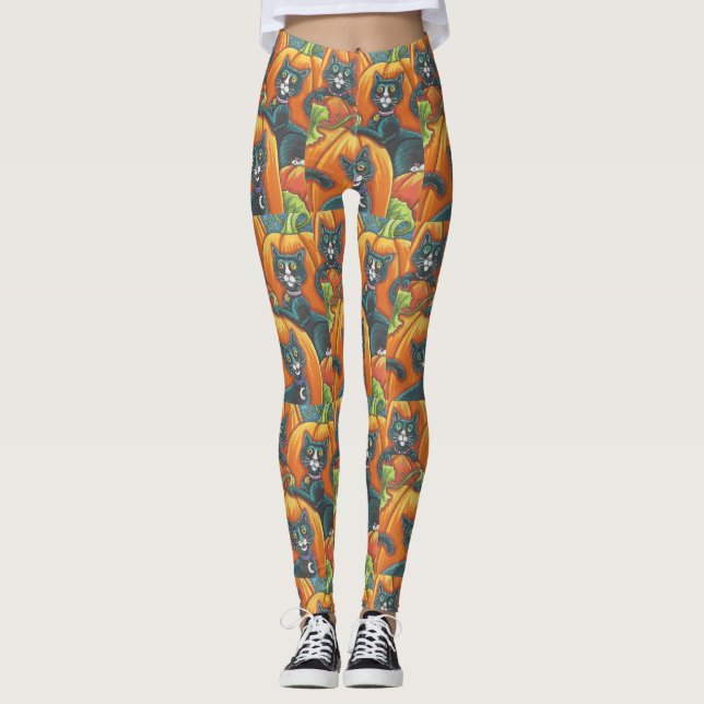 Leggings CHAUSSURES NOIRES ET MICE HALLOWEEN LEGINGS Orange (Devant)