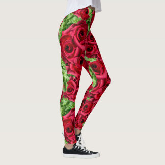 Leggings Chemin Rouge Roses Fleur Garland