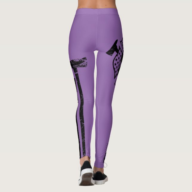 Leggings Chemise de drapeau de Fire/EMS - pourpre affligé - (Dos)