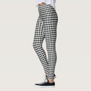 Leggings Chèque de socle noir blanc classique