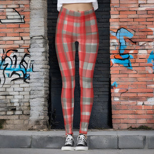 Leggings Chèque gris rouge tartan rouge en aquarelle de Buf