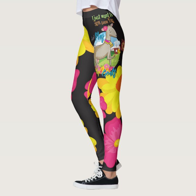 Leggings CHÈQUE | Je veux juste jouer au thé avec des chèvr (Gauche)