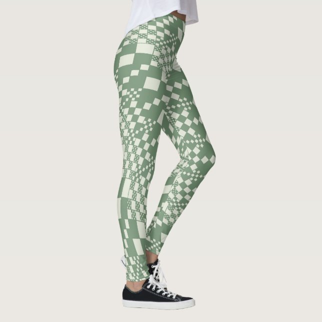 Leggings Chèques déformées en vert (Droite)