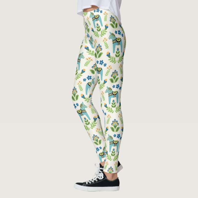 Leggings Cheval de Dala suédois Turquoise (Gauche)