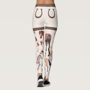 Leggings Cheval et fer à cheval couleur neutre