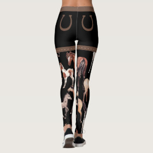 Leggings Cheval et fer à cheval Noir et Brown