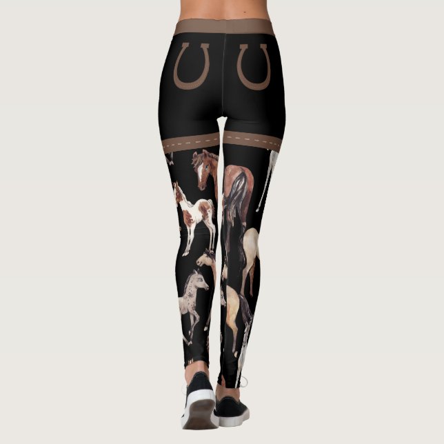 Leggings Cheval et fer à cheval Noir et Brown (Dos)