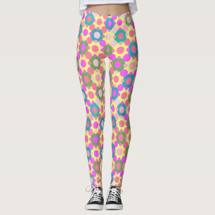 Leggings Chevauchement de Pois en rose et vert L jaune