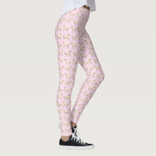 Leggings Chevaux galopants filles amusants beige rose