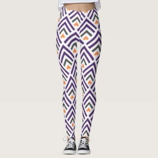 Leggings chevron géométrique moderne violet blanc