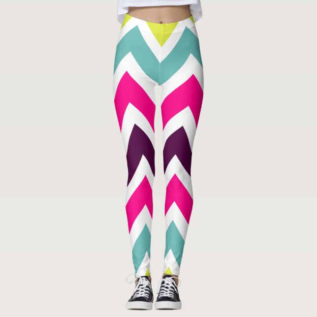 Leggings Chevron Motif clair et coloré (Devant)