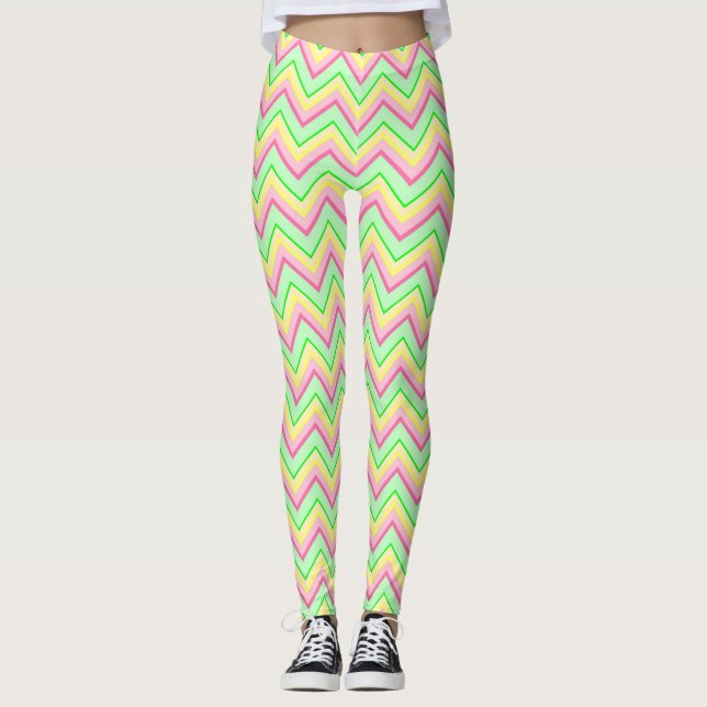 Leggings Chevron Multicolore Sur Tout Le Design Pantalon Yo (Devant)
