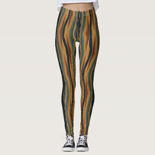 Leggings Chevron rayures dans les tons de la Terre (Devant)