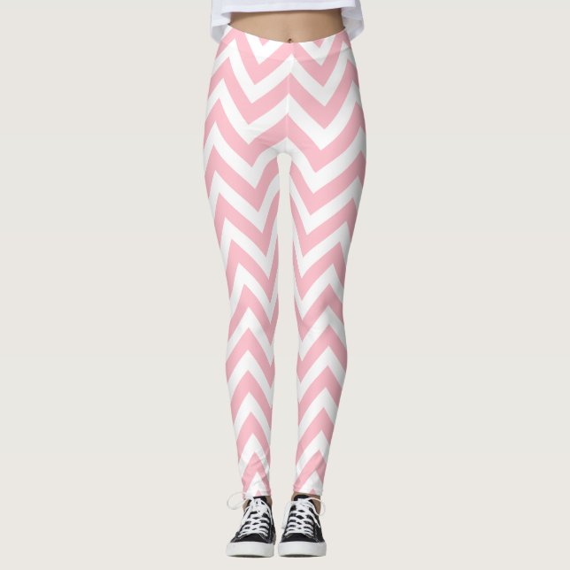 Leggings Chevron rose et blanc moyen (Devant)