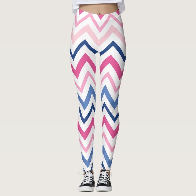 Leggings Chevron rose et bleu (Devant)