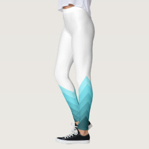 Leggings Chevrons modernes Ice Blue Ombre
