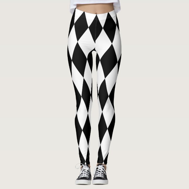 Leggings Chic Arlequin noir et blanc Diamant  (Devant)