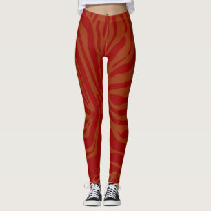 Leggings chic beige & rouge imprimé zèbre