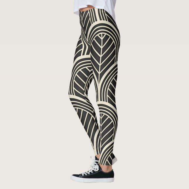 Leggings Chic Black and White Geometric Seamless Pattern (Gauche)