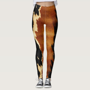 Leggings Chic Brown Black Cream Western Cowhide