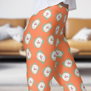 Leggings Chic Coral Orange Sepal et style Floral