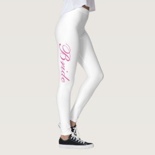Leggings Chic fille simple rose Script Bride blanche