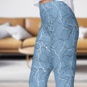 Leggings Chic Frost bleu et noir blanc Motif Fracture