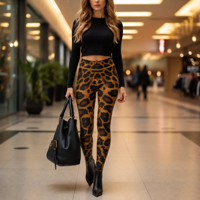 Leggings Chic Luxe Imprimé Léopard Monogrammé (Stylish Leopard-Print Leggings )