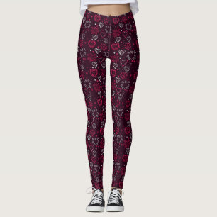 Leggings Chic moderne Whimsical Love Hearts Saint Valentin