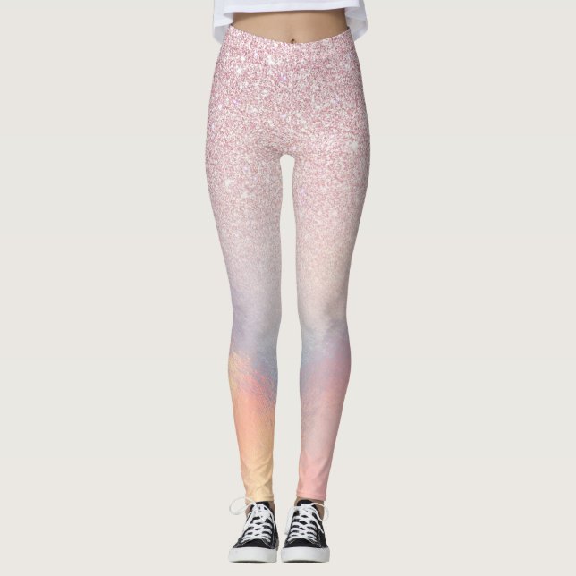Leggings Chic Parties scintillant rose Iridescente Dégradé  (Devant)