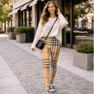 Leggings Chic Plaid Base Tan Chaud Crisp Blanc Noir Brown
