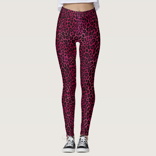 Leggings Chic red Black Leopard Print (Devant)