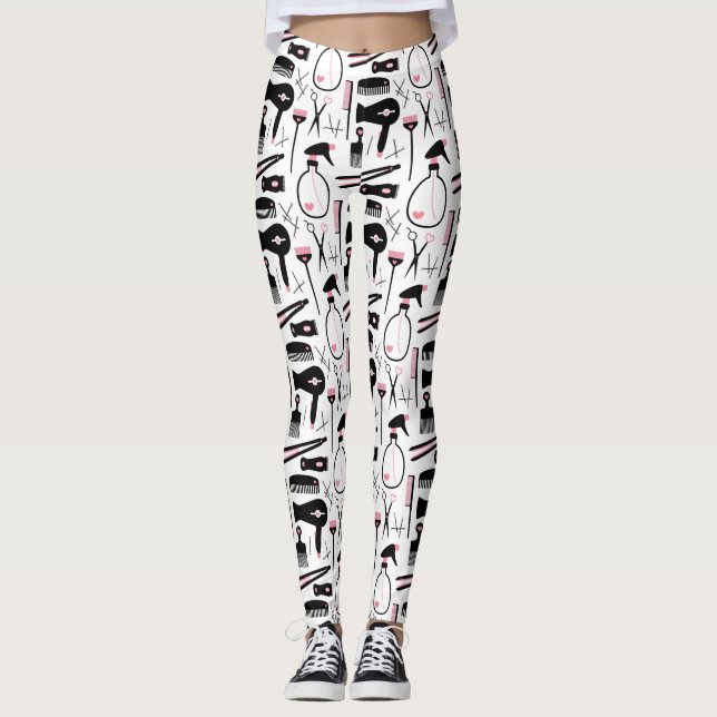 Leggings Chic Retro Rose Coiffeur noir Outils (Devant)