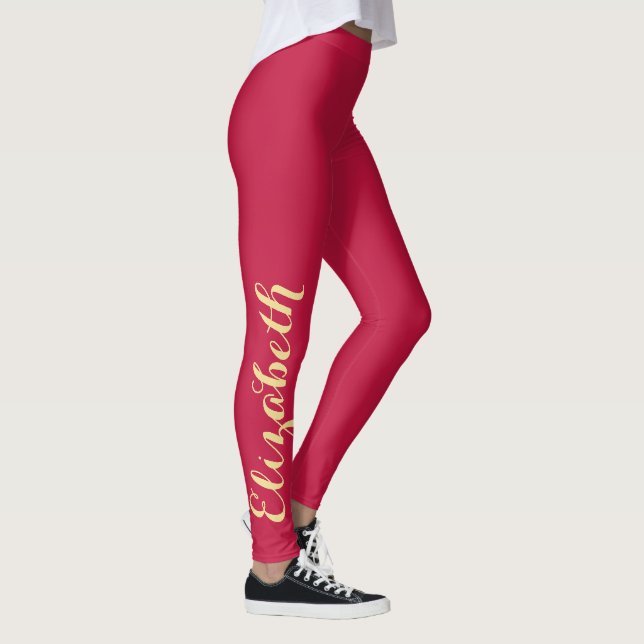 Leggings Chic Stylish Personnalisé Nom Pink Workout Yoga Sp (Droite)