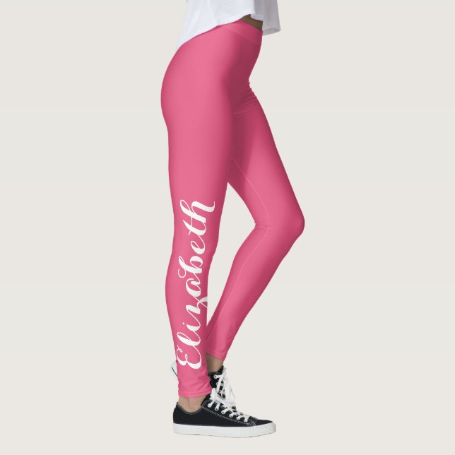 Leggings Chic stylish Pink Workout Yoga Sports Nom personna (Droite)