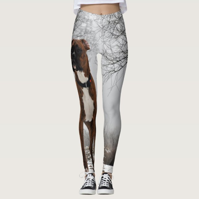 Leggings Chien Brown de boxeur (Devant)