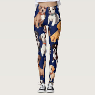 Leggings Chien Chien Chien bleu de la marine Design Motif