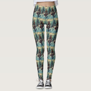 Leggings Chien de berger belge en moto Noël