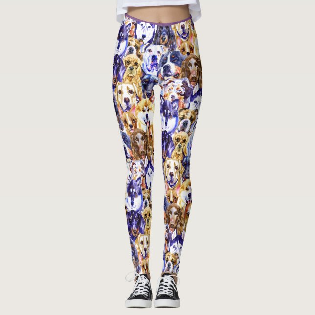 Leggings Chien, guêtres de chien et de chiens (Devant)