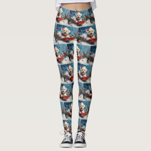 Leggings Chien maltais en traîneau Laissez-le neiger Noël
