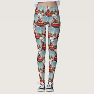 Leggings Chien Pitbull en Luge Laissez Tomber la Neige Noël