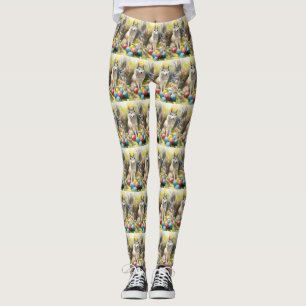 Leggings Chien sibérien Husky avec oeufs de Pâques vacances