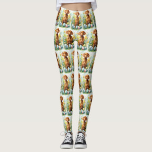 Leggings Chien Vizsla avec oeufs de Pâques vacances