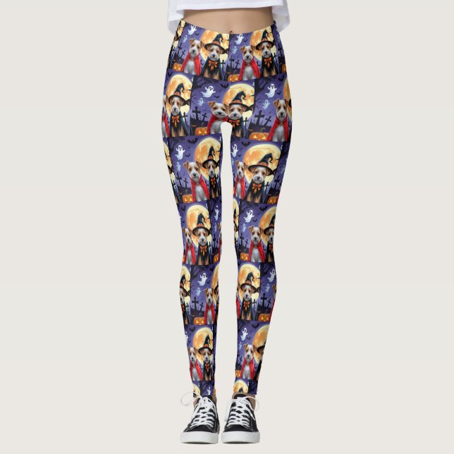 Leggings Chiens Biewer Terrier Citrouille Drôle d'Halloween (Devant)