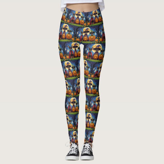 Leggings Chiens d'Affenpinscher Citrouille Halloween Funny (Devant)