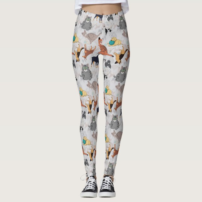 Leggings Chiens Et Chats Cutes Design Motif (Devant)