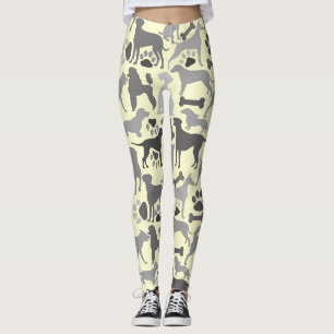 Leggings Chiens et empreintes de pattes motif 03.b Fond jau