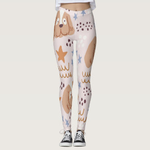 Leggings Chiens mignons, étoiles, lignes : vintage sans sou