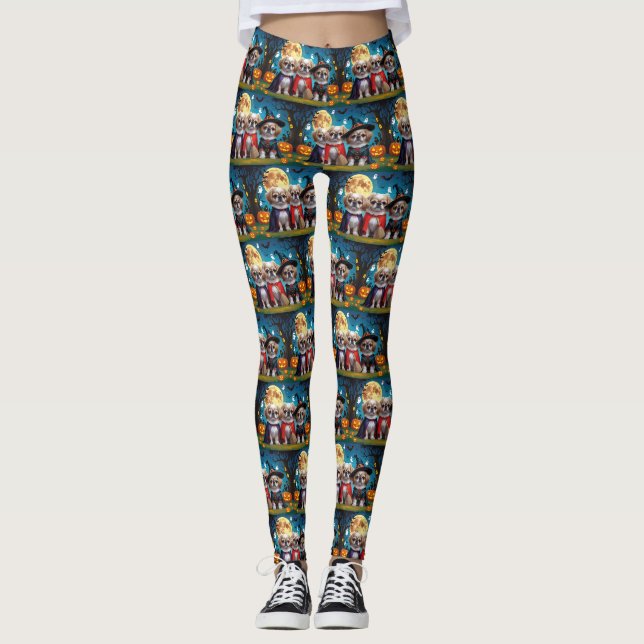Leggings Chiens Pekingese Citrouille Halloween drôle (Devant)